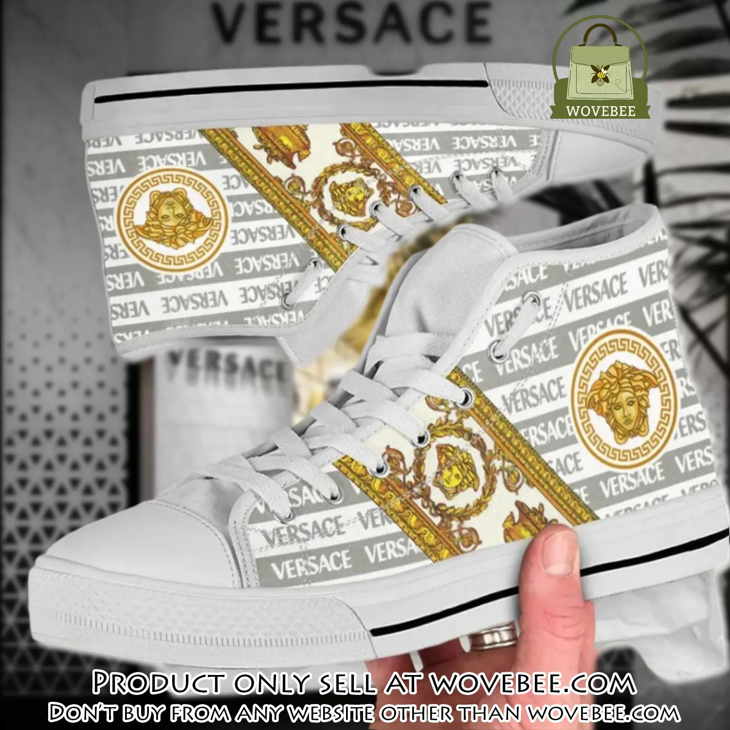 Versace white high top canvas shoes luxury brand gifts for men women wvb5349517